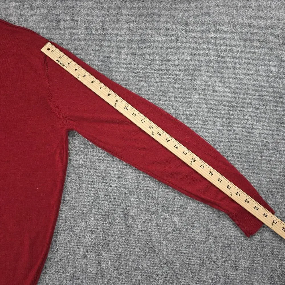 Paul Costelloe Living Sweater Mens Large Red Merino Wool 1/4 Zip Mock Neck